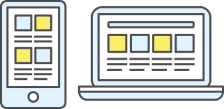 スマートフォンとパソコンから入力フォームにアクセスできる様子のイラスト