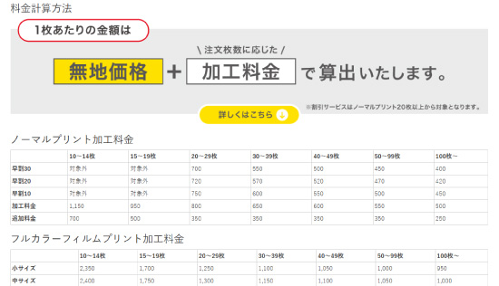 無地商品の価格表の画像2
