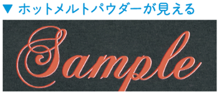 ホットメルトパウダーが見える
