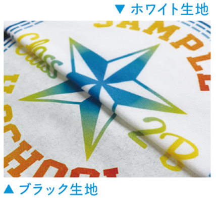 ホワイト生地の際の見本とホワイト以外の生地の際の見本