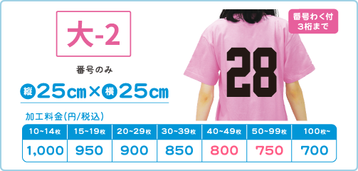 プリントサイズ「大-2」のサンプルと価格表