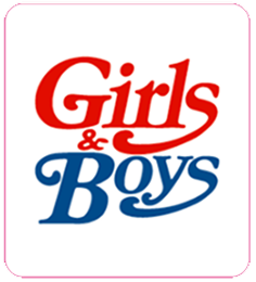 赤文字でGirls&、青文字でBoysと書かれたロゴ