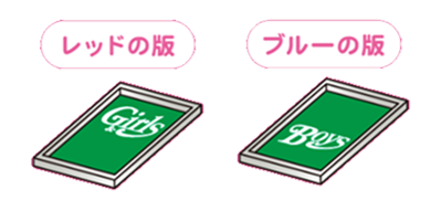レッドの版とブルーの版のイラスト